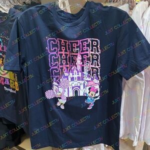 Disneyland Castle Pink Cheer Minnie Mouse Daisy Duck Cheerleader Graphic Shirt